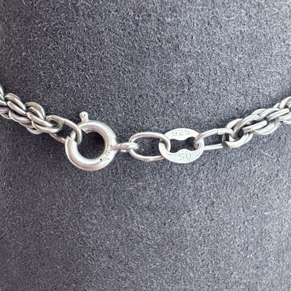 VTG Sterling Silver 925 Rope Chain Bracelet Spring Ring Clasp Size 7" Length - Picture 4 of 7